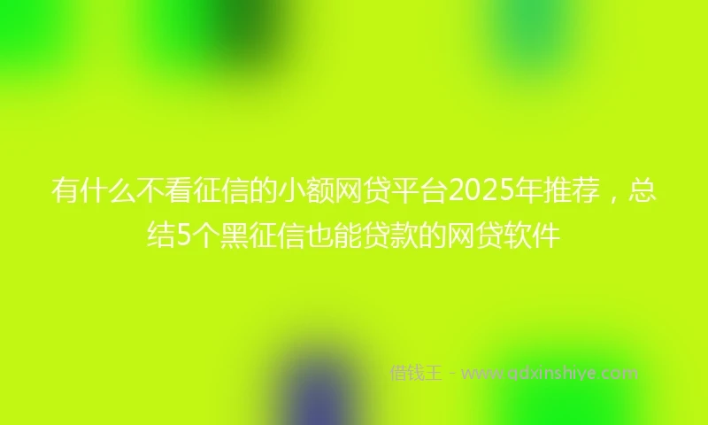 有什么不看征信的小额网贷平台2025年推荐，总结5个黑征信也能贷款的网贷软件