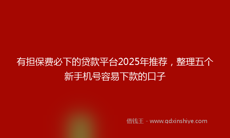 有担保费必下的贷款平台2025年推荐，整理五个新手机号容易下款的口子