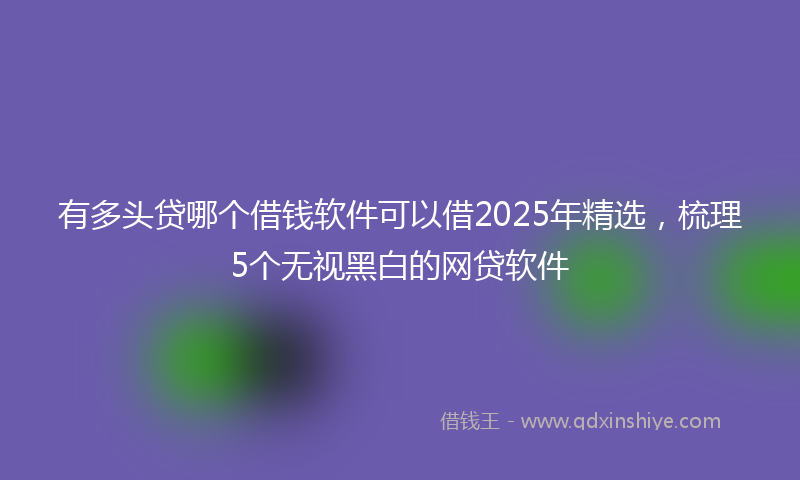 有多头贷哪个借钱软件可以借2025年精选，梳理5个无视黑白的网贷软件
