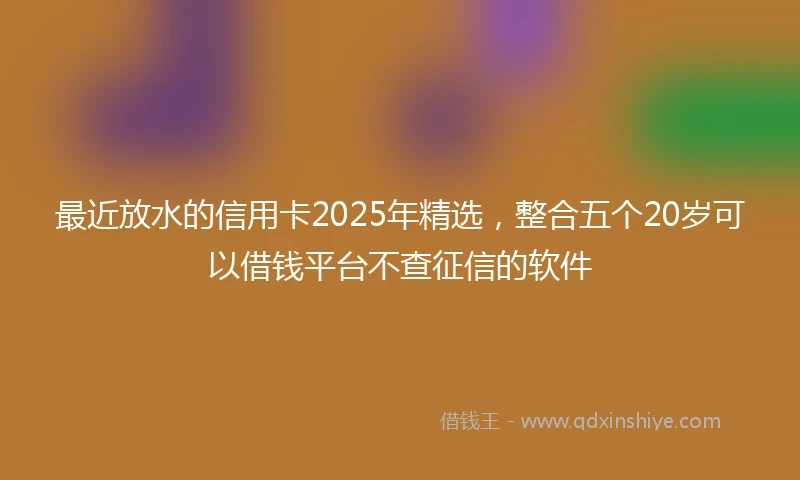 最近放水的信用卡2025年精选，整合五个20岁可以借钱平台不查征信的软件