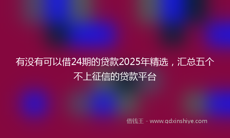 有没有可以借24期的贷款2025年精选，汇总五个不上征信的贷款平台