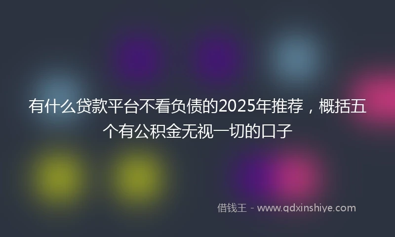 有什么贷款平台不看负债的2025年推荐，概括五个有公积金无视一切的口子