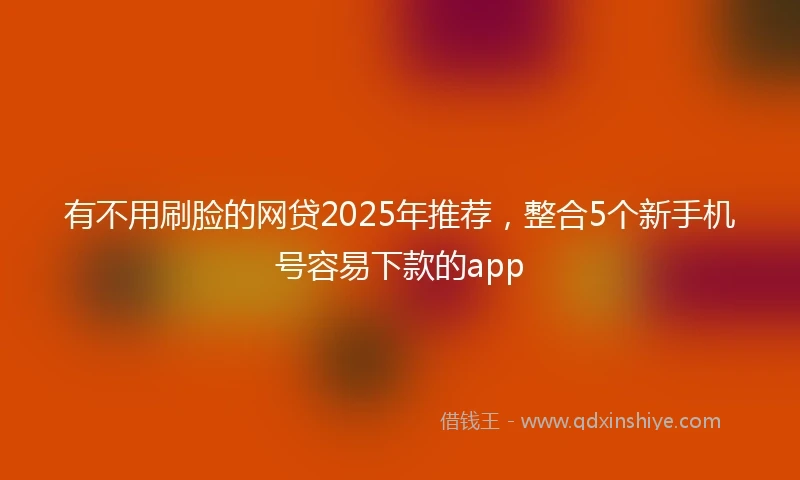 有不用刷脸的网贷2025年推荐，整合5个新手机号容易下款的app