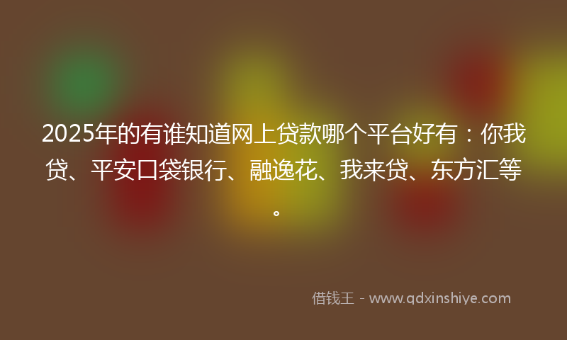 2025年的有谁知道网上贷款哪个平台好有：你我贷、平安口袋银行、融逸花、我来贷、东方汇等。