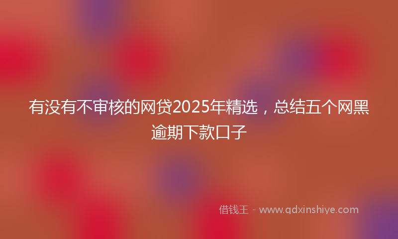 有没有不审核的网贷2025年精选，总结五个网黑逾期下款口子