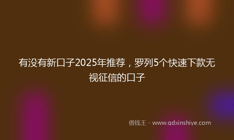 有没有新口子2025年推荐，罗列5个快速下款无视征信的口子