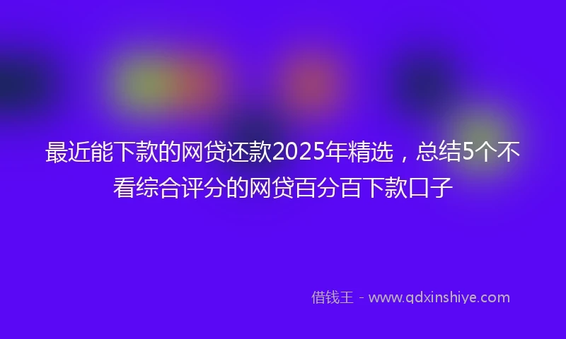 最近能下款的网贷还款2025年精选，总结5个不看综合评分的网贷百分百下款口子