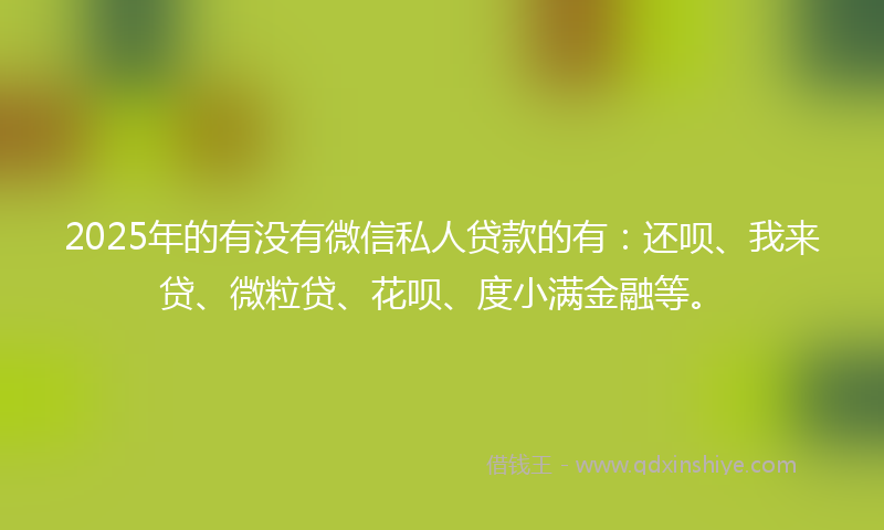 2025年的有没有微信私人贷款的有:还呗、我来贷、微粒贷、花呗、度小满金融等。