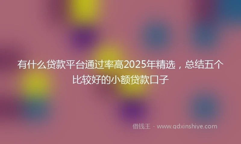 有什么贷款平台通过率高2025年精选，总结五个比较好的小额贷款口子