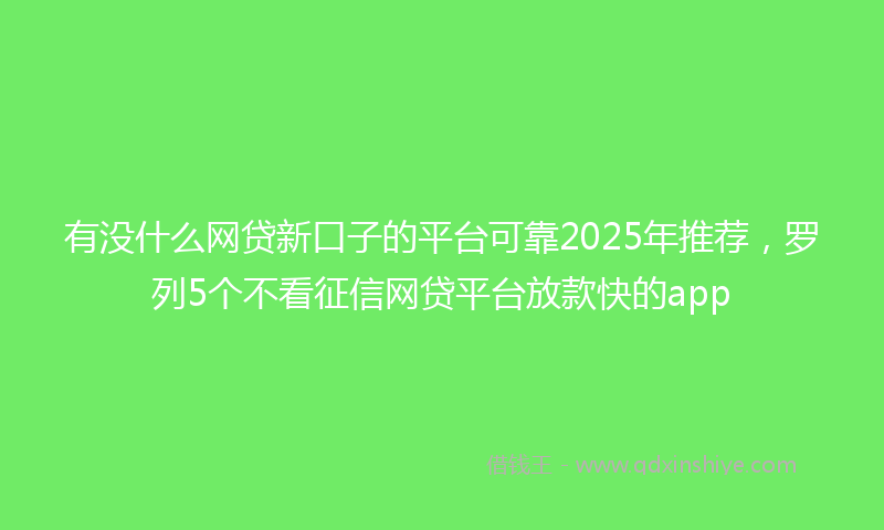 有没什么网贷新口子的平台可靠2025年推荐，罗列5个不看征信网贷平台放款快的app