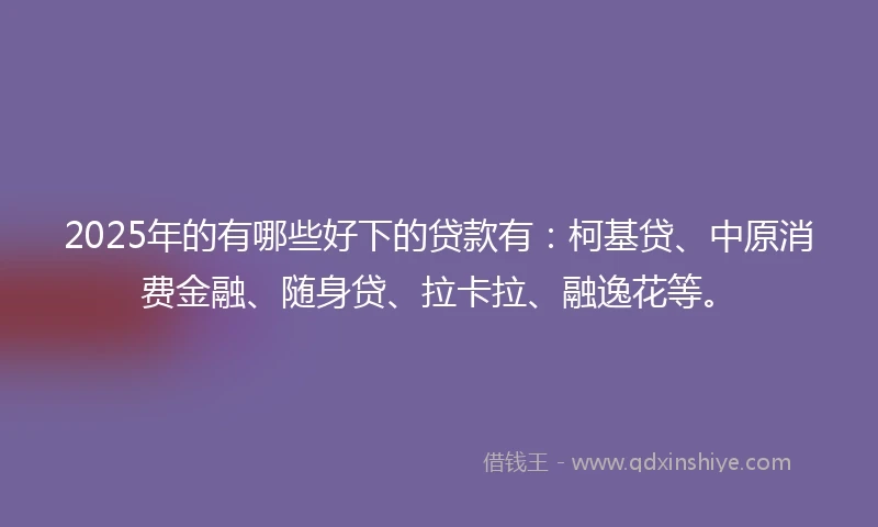 2025年的有哪些好下的贷款有：柯基贷、中原消费金融、随身贷、拉卡拉、融逸花等。