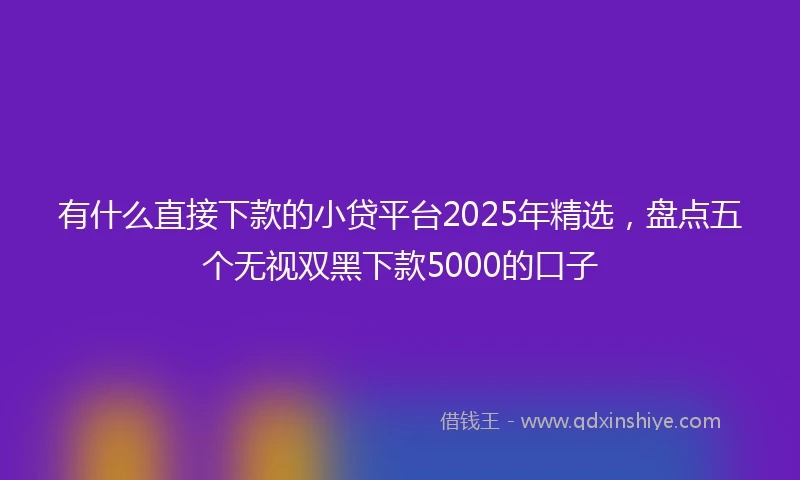 有什么直接下款的小贷平台2025年精选，盘点五个无视双黑下款5000的口子