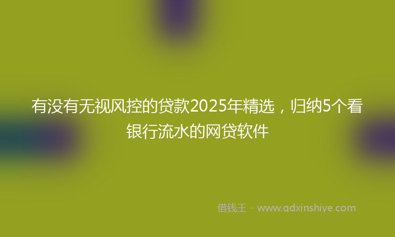 有没有无视风控的贷款2025年精选，归纳5个看银行流水的网贷软件