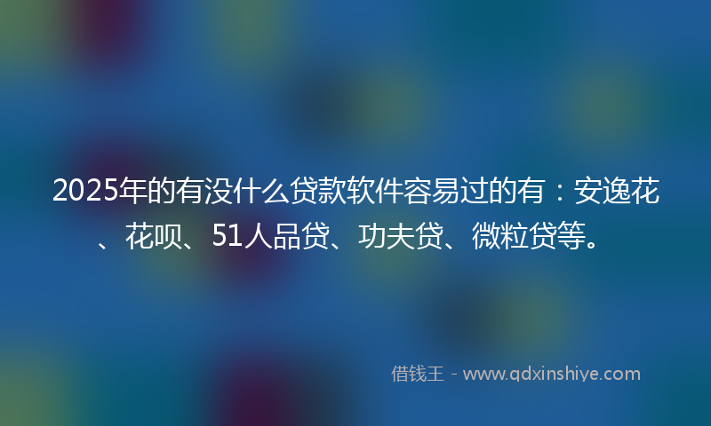 2025年的有没什么贷款软件容易过的有：安逸花、花呗、51人品贷、功夫贷、微粒贷等。