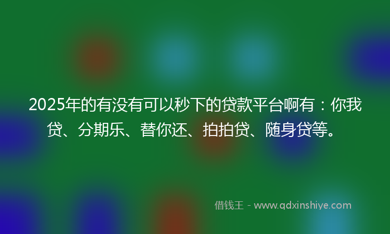 2025年的有没有可以秒下的贷款平台啊有：你我贷、分期乐、替你还、拍拍贷、随身贷等。