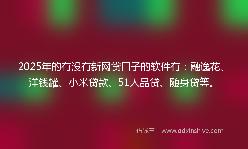 2025年的有没有新网贷口子的软件有：融逸花、洋钱罐、小米贷款、51人品贷、随身贷等。