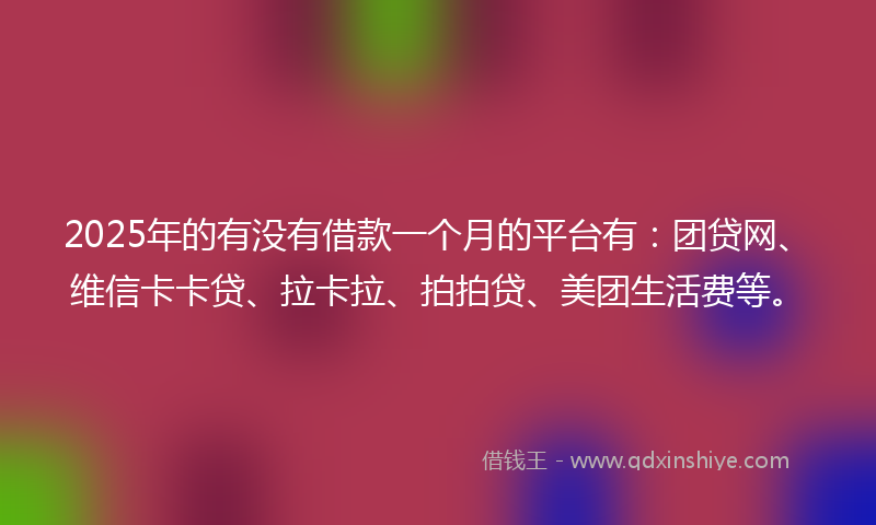 2025年的有没有借款一个月的平台有：团贷网、维信卡卡贷、拉卡拉、拍拍贷、美团生活费等。