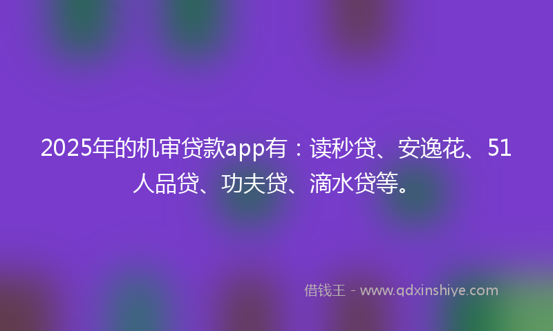 2025年的机审贷款app有：读秒贷、安逸花、51人品贷、功夫贷、滴水贷等。