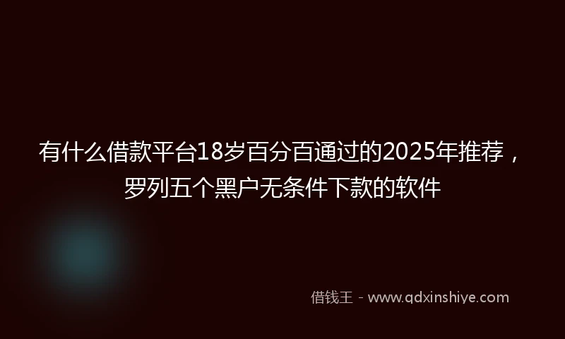 有什么借款平台18岁百分百通过的2025年推荐，罗列五个黑户无条件下款的软件
