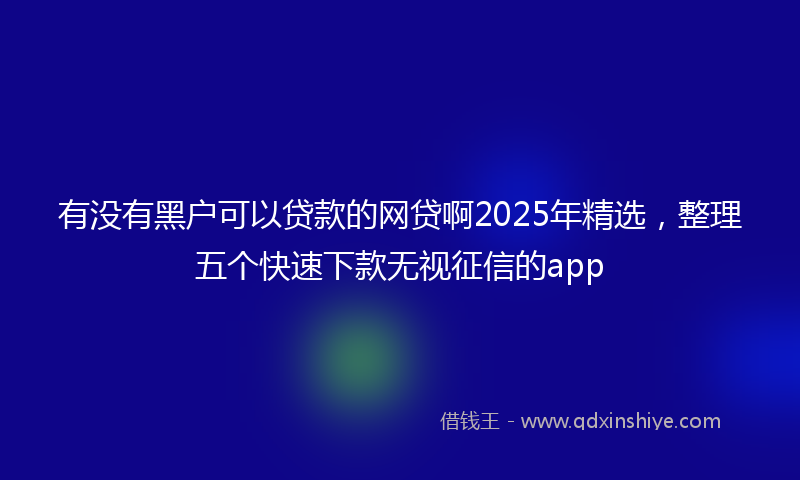 有没有黑户可以贷款的网贷啊2025年精选，整理五个快速下款无视征信的app