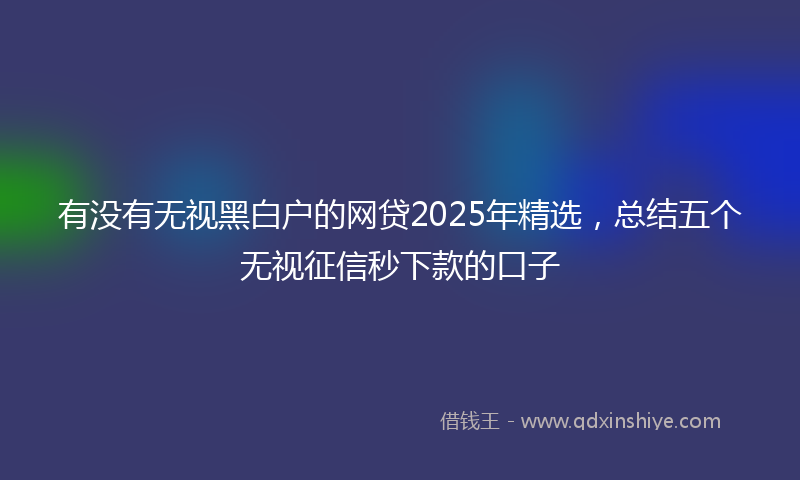 有没有无视黑白户的网贷2025年精选，总结五个无视征信秒下款的口子
