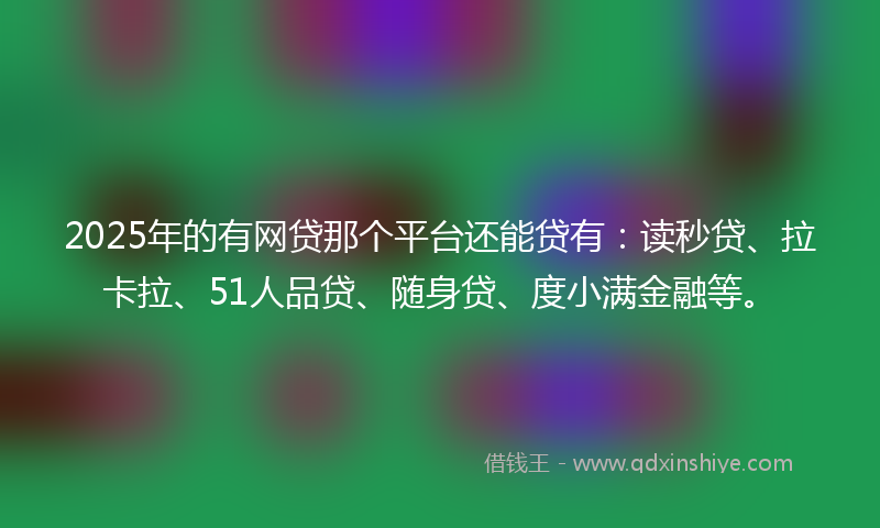 2025年的有网贷那个平台还能贷有：读秒贷、拉卡拉、51人品贷、随身贷、度小满金融等。