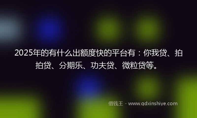 2025年的有什么出额度快的平台有：你我贷、拍拍贷、分期乐、功夫贷、微粒贷等。