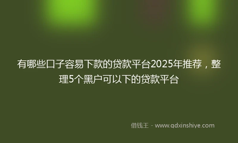 有哪些口子容易下款的贷款平台2025年推荐，整理5个黑户可以下的贷款平台