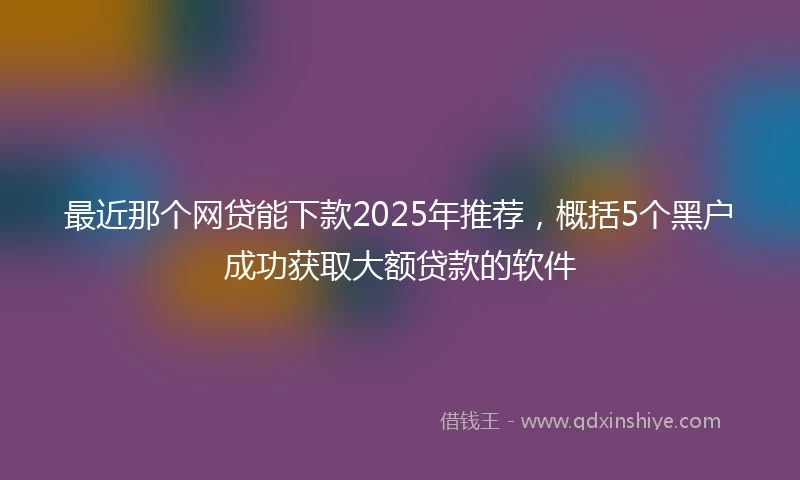 最近那个网贷能下款2025年推荐，概括5个黑户成功获取大额贷款的软件