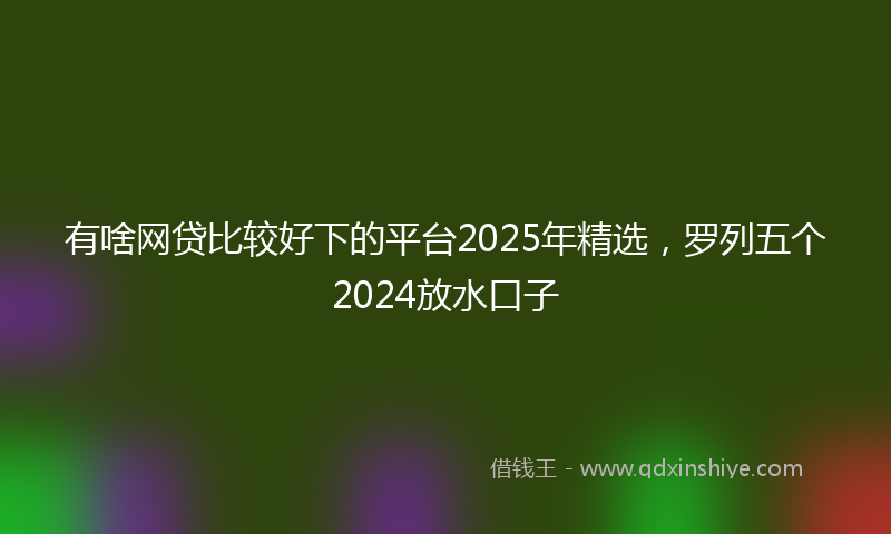 有啥网贷比较好下的平台2025年精选，罗列五个2024放水口子