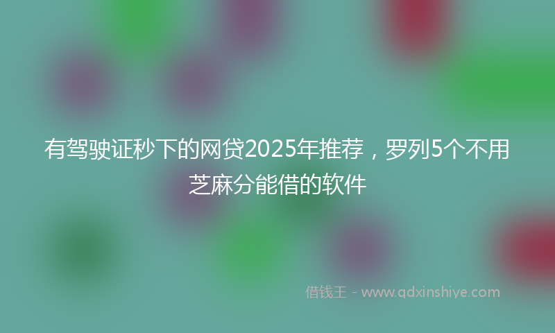 有驾驶证秒下的网贷2025年推荐，罗列5个不用芝麻分能借的软件