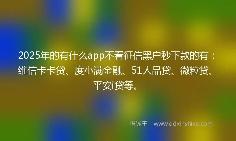 2025年的有什么app不看征信黑户秒下款的有：维信卡卡贷、度小满金融、51人品贷、微粒贷、平安i贷等。