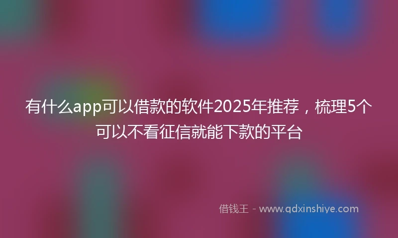 有什么app可以借款的软件2025年推荐，梳理5个可以不看征信就能下款的平台