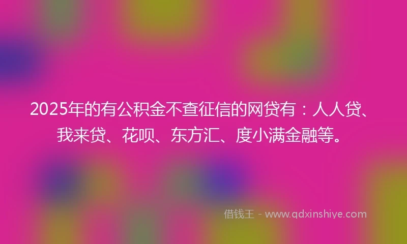 2025年的有公积金不查征信的网贷有：人人贷、我来贷、花呗、东方汇、度小满金融等。