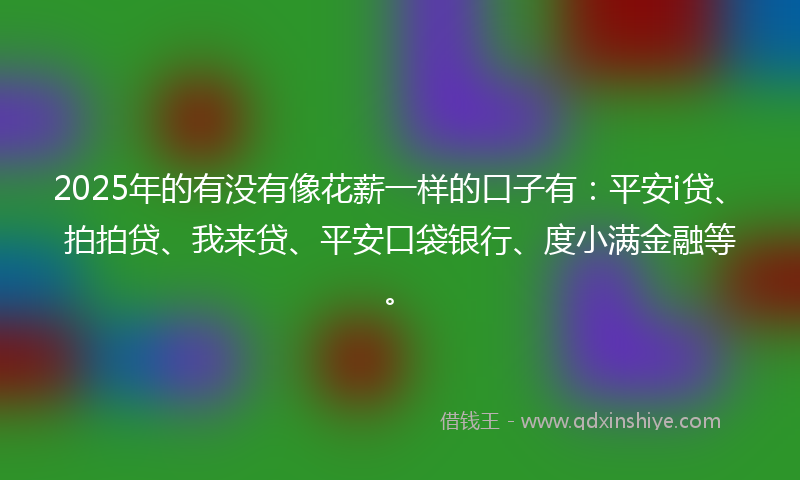 2025年的有没有像花薪一样的口子有：平安i贷、拍拍贷、我来贷、平安口袋银行、度小满金融等。