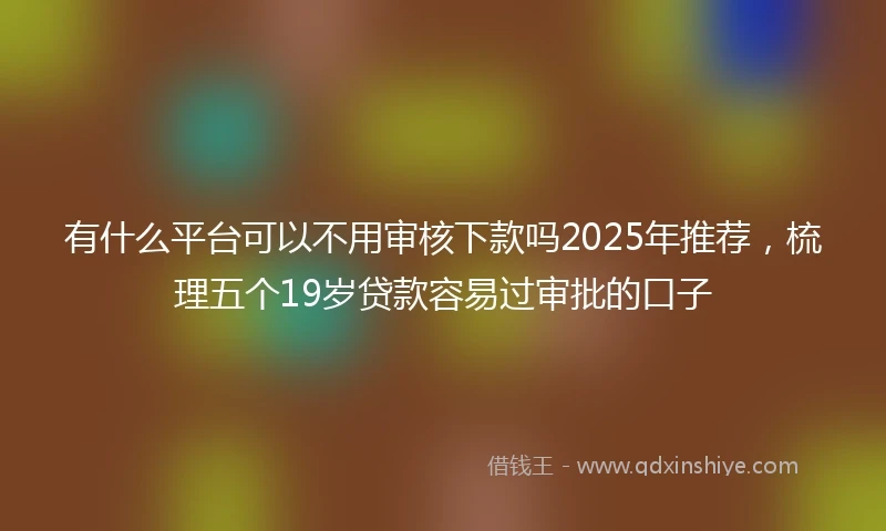 有什么平台可以不用审核下款吗2025年推荐，梳理五个19岁贷款容易过审批的口子