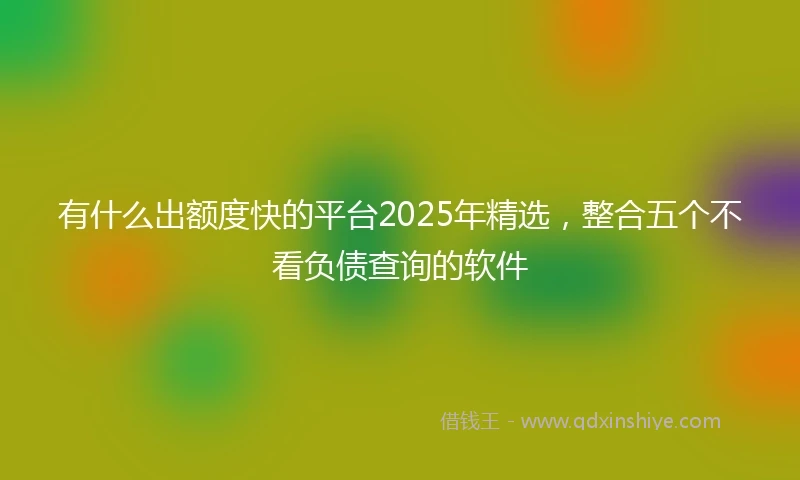 有什么出额度快的平台2025年精选，整合五个不看负债查询的软件