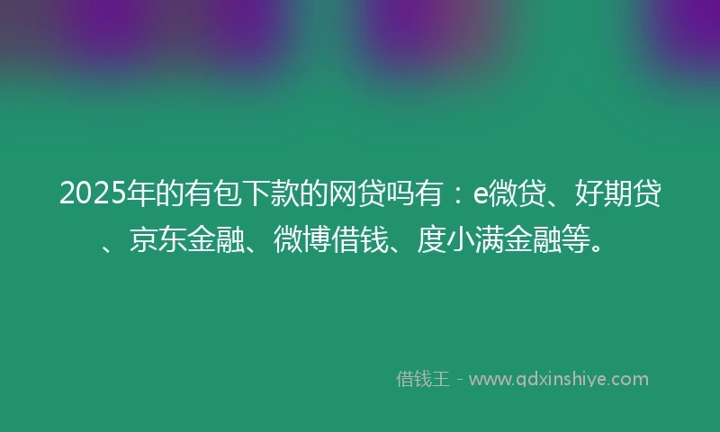 2025年的有包下款的网贷吗有：e微贷、好期贷、京东金融、微博借钱、度小满金融等。