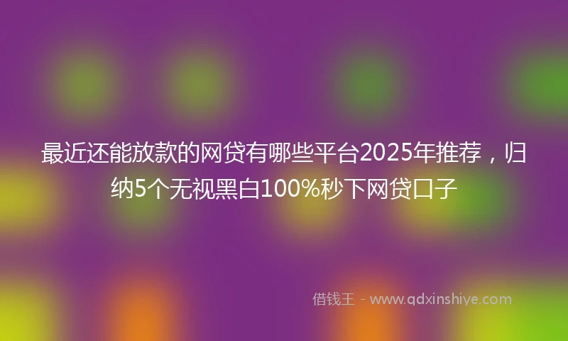 最近还能放款的网贷有哪些平台2025年推荐，归纳5个无视黑白100%秒下网贷口子