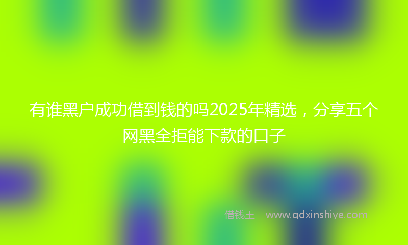 有谁黑户成功借到钱的吗2025年精选，分享五个网黑全拒能下款的口子