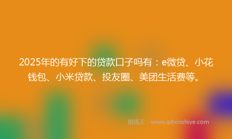 2025年的有好下的贷款口子吗有：e微贷、小花钱包、小米贷款、投友圈、美团生活费等。