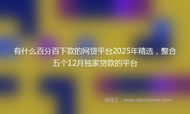 有什么百分百下款的网贷平台2025年精选，整合五个12月独家贷款的平台