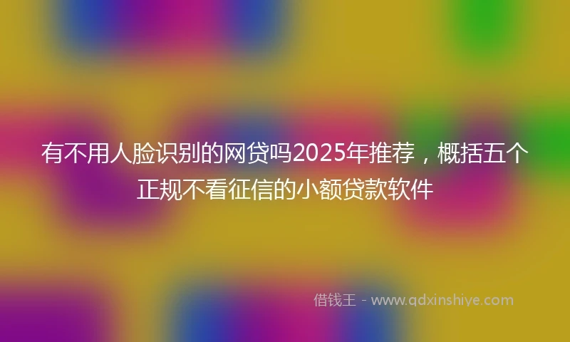 有不用人脸识别的网贷吗2025年推荐，概括五个正规不看征信的小额贷款软件