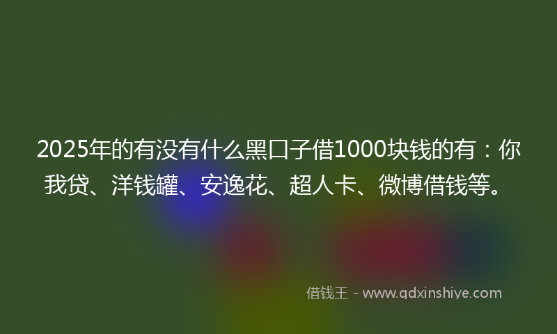 2025年的有没有什么黑口子借1000块钱的有：你我贷、洋钱罐、安逸花、超人卡、微博借钱等。
