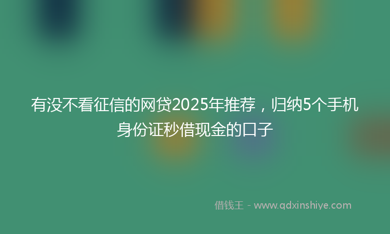 有没不看征信的网贷2025年推荐，归纳5个手机身份证秒借现金的口子
