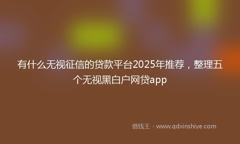 有什么无视征信的贷款平台2025年推荐，整理五个无视黑白户网贷app