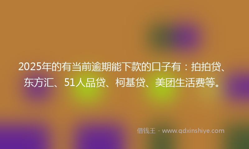 2025年的有当前逾期能下款的口子有：拍拍贷、东方汇、51人品贷、柯基贷、美团生活费等。