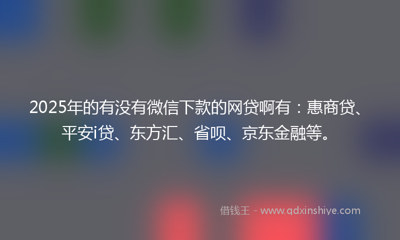 2025年的有没有微信下款的网贷啊有：惠商贷、平安i贷、东方汇、省呗、京东金融等。