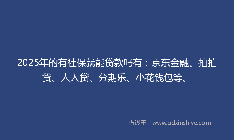 2025年的有社保就能贷款吗有：京东金融、拍拍贷、人人贷、分期乐、小花钱包等。