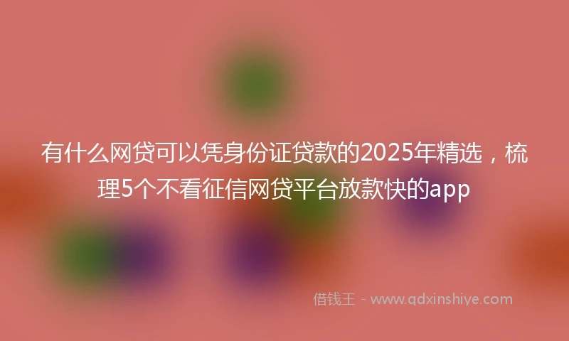 有什么网贷可以凭身份证贷款的2025年精选，梳理5个不看征信网贷平台放款快的app